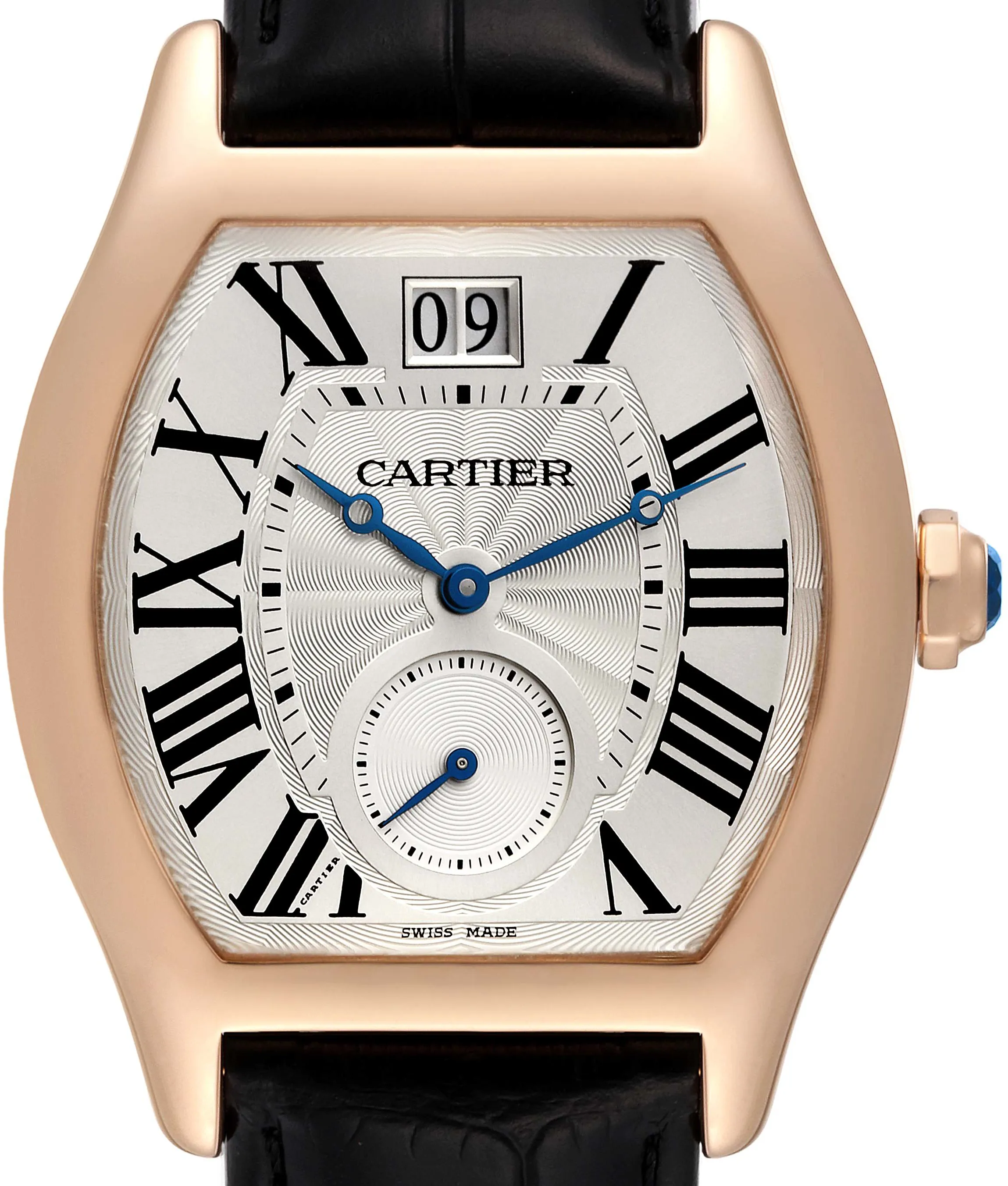 Cartier Tortue W1556234 48mm Rose gold Silver flinque