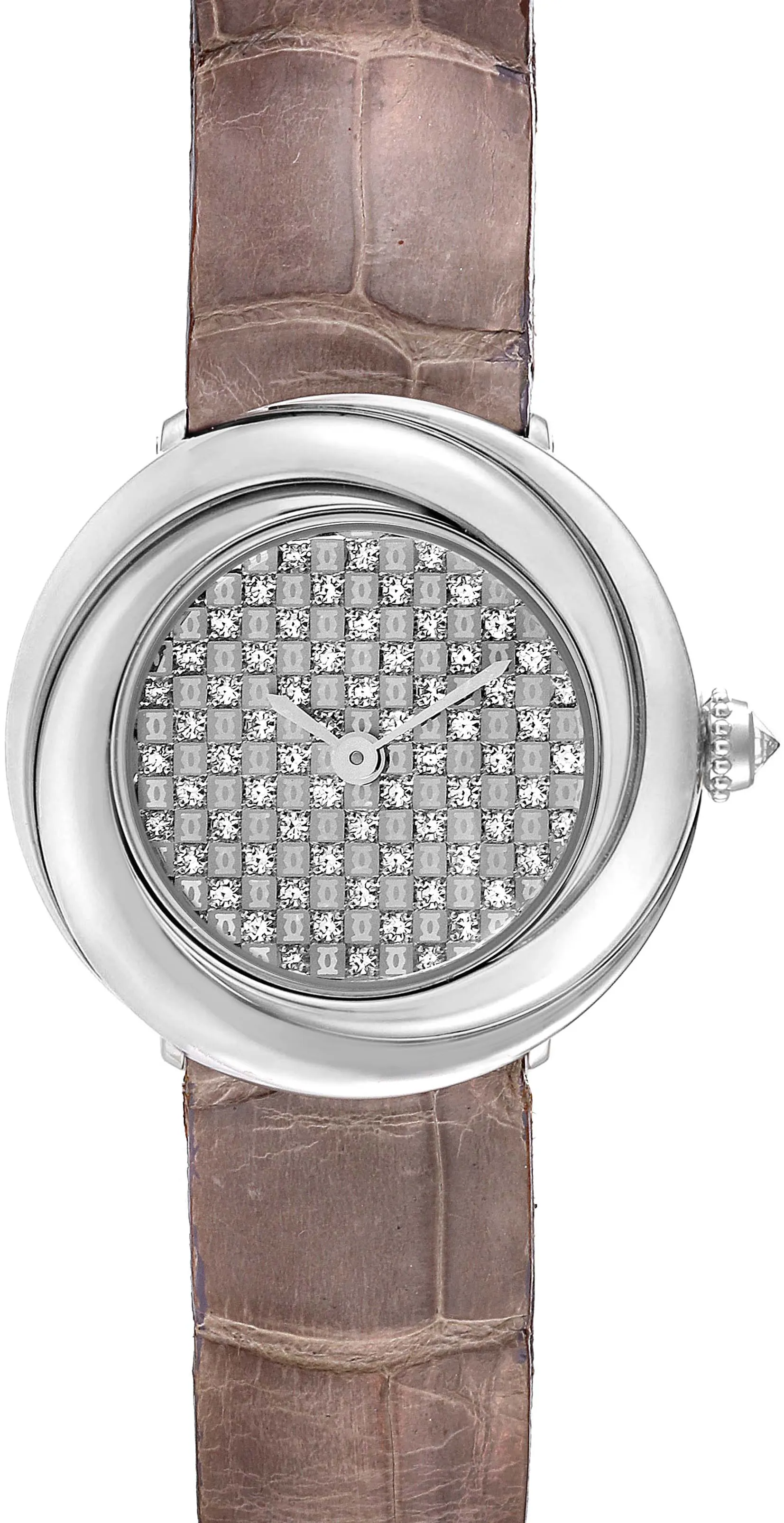 Cartier Trinity WG201156 26.9mm White gold Original Cartier factory pave diamond