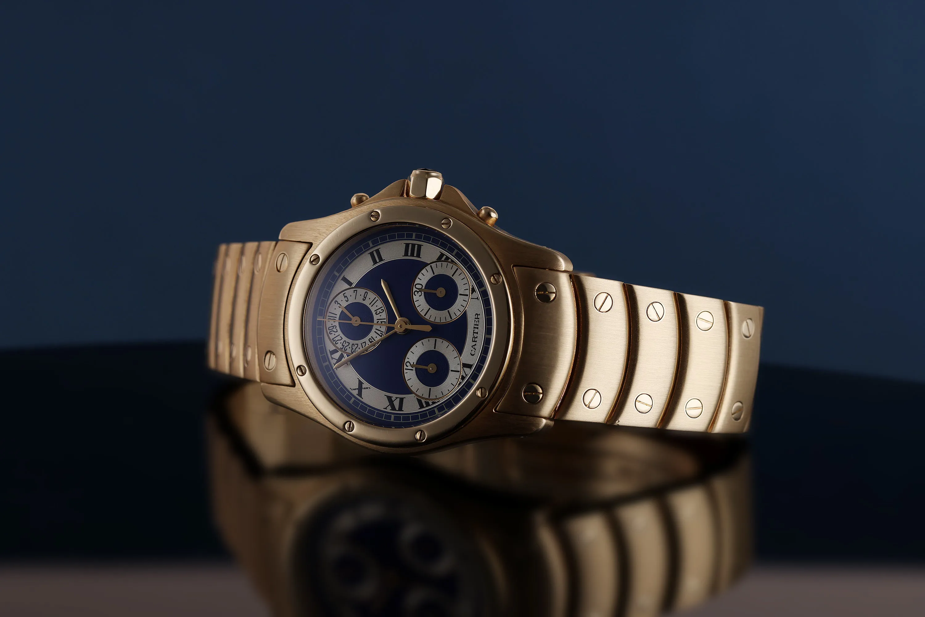 Cartier Santos Ronde 15000 30mm Yellow gold Blue 1