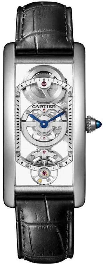 Cartier Tank Cintrée WHTA0009 33.75mm Platinum Skeletonized