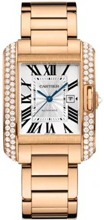 Cartier Tank WT100003 18kt Rose Gold$Diamonds Silver