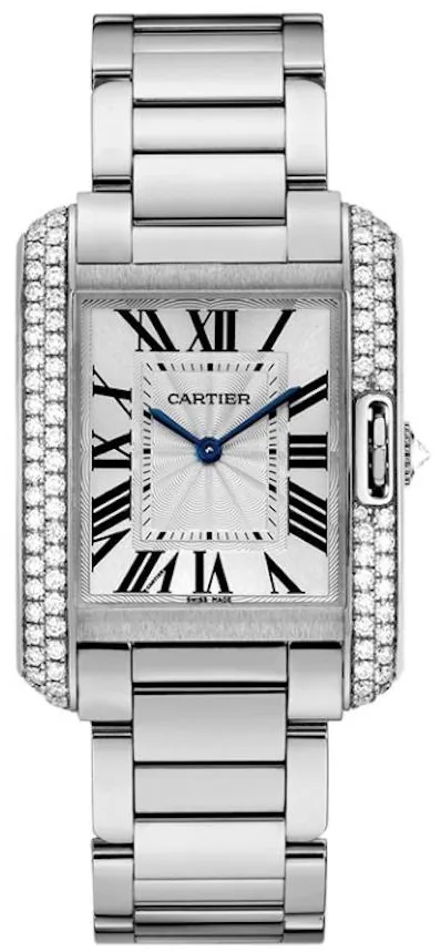 Cartier Tank WT100028 34.5mm Diamond Silver