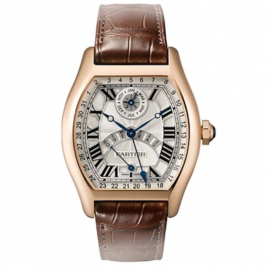 Cartier Tortue W1580045 51mm Rose gold Silver