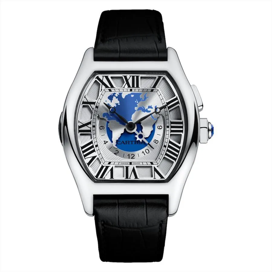 Cartier Tortue W1580050 51mm White gold Blue and Silver