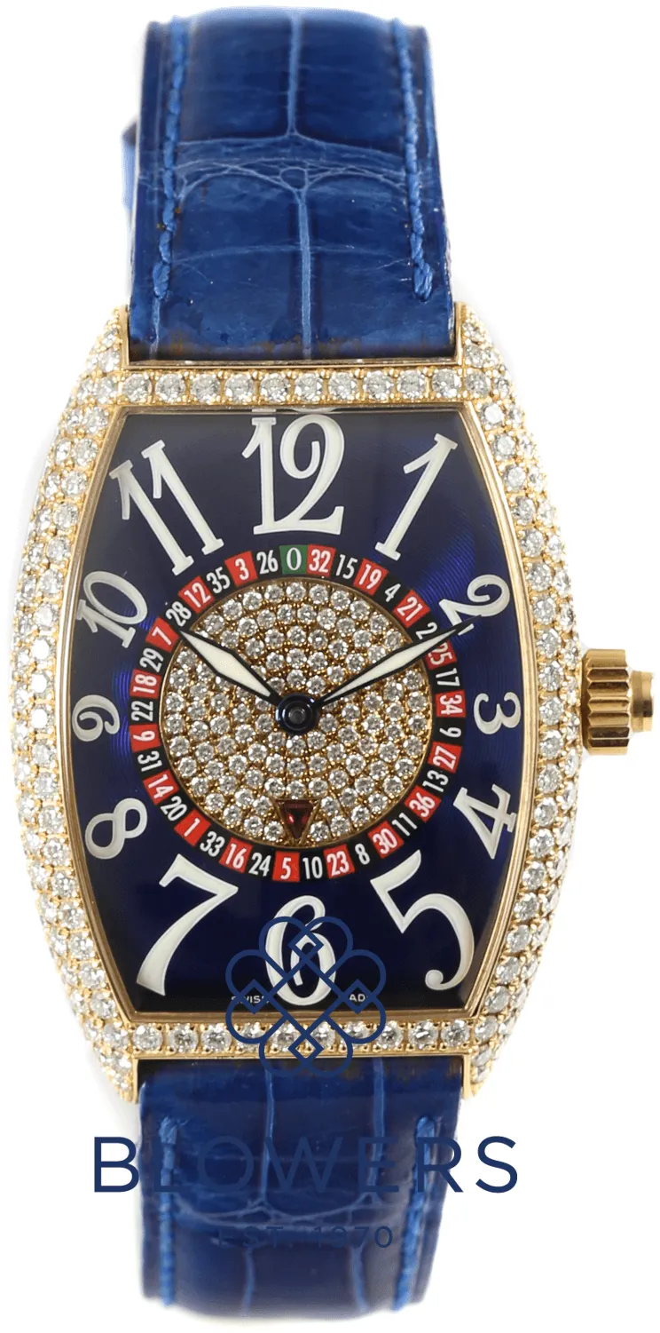 Franck Muller Cintree Curvex 5850 32mm Yellow gold Blue