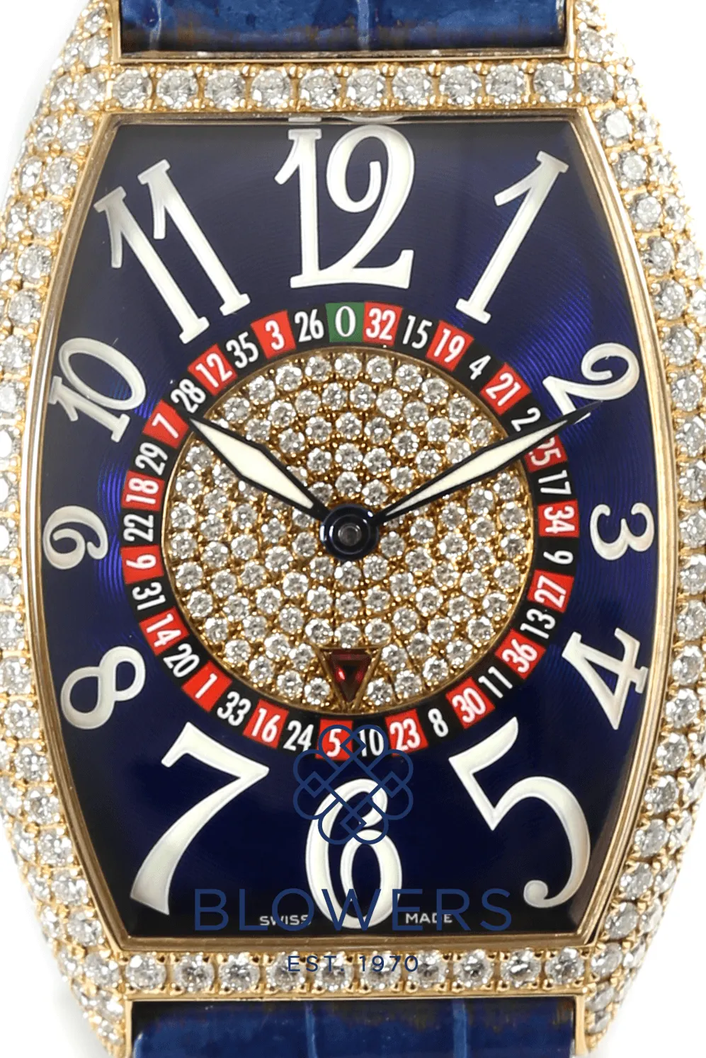 Franck Muller Cintree Curvex 5850 32mm Yellow gold Blue 2