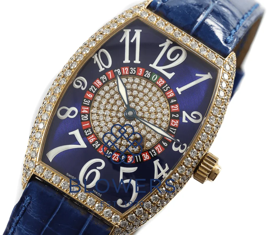 Franck Muller Cintree Curvex 5850 32mm Yellow gold Blue 5