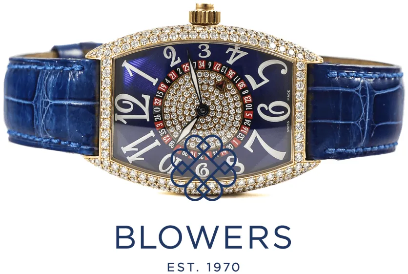 Franck Muller Cintree Curvex 5850 32mm Yellow gold Blue 14