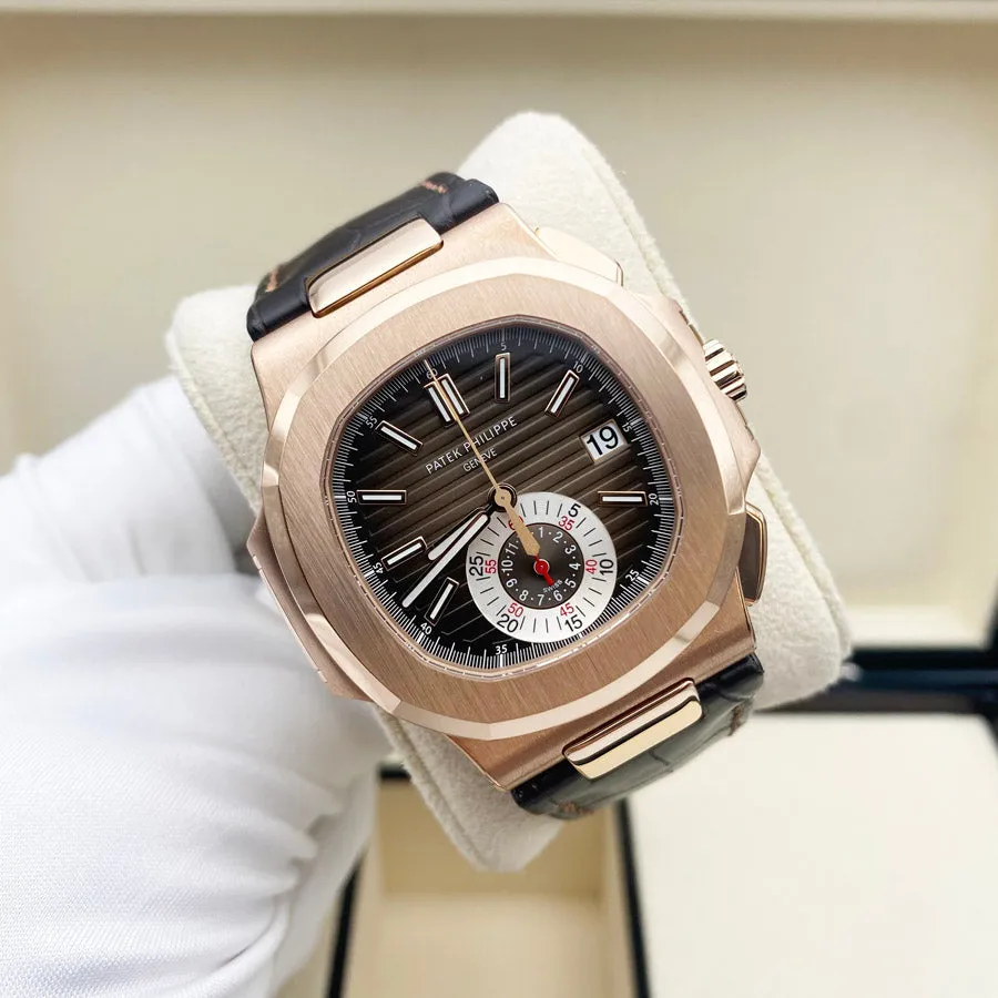 Patek Philippe Nautilus 5980R-001 40.5mm Rose gold Brown