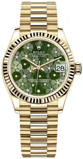 Rolex Datejust 31 278278 18kt Yellow Gold Olive Green Floral Motif