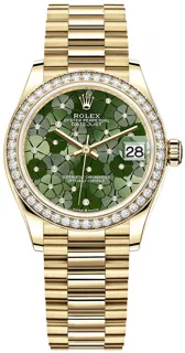 Rolex Datejust 31 278288RBR Yellow gold Olive Green Floral Motif