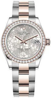 Rolex Datejust 31 278381RBR Oystersteel$Everose Gold Silver Floral Motif