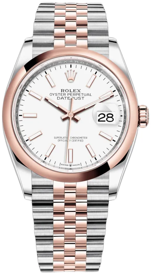 Rolex Datejust 36 126201 36mm Rose gold and Stainless steel White