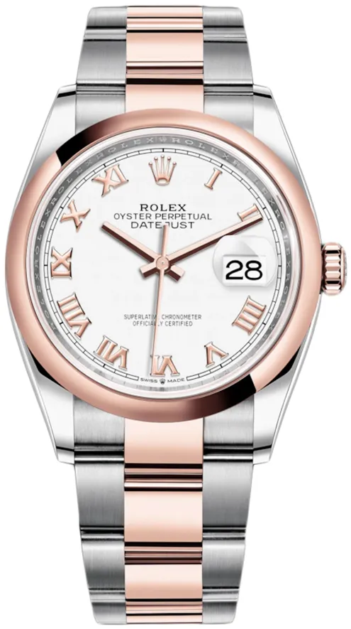 Rolex Datejust 36 126201 36mm Oystersteel and Everose Gold White