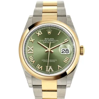 Rolex Datejust 36 126203 Oystersteel$Yellow Gold Olive green