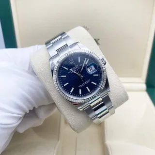 Rolex Datejust 36 126234 Oystersteel$White Gold Bright Blue$Fluted Motif