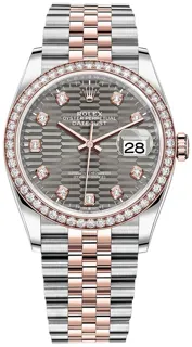 Rolex Datejust 36 126281RBR Oystersteel$Everose Gold Slate Fluted Motif