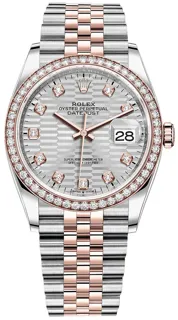 Rolex Datejust 36 126281RBR Oystersteel$Everose Gold Silver Fluted Motif