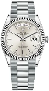 Rolex Day-Date 36 128236 36mm Platinum Silver