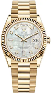 Rolex Day-Date 36 128238 Yellow gold White Mother Of Pearl$Diamonds