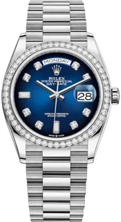 Rolex Day-Date 36 128349RBR White gold Blue