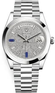 Rolex Day-Date 40 228206 Platinum Paved Diamond$Baguette Diamonds