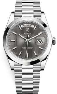 Rolex Day-Date 40 228206 Platinum Dark Rhodium Stripe Motif