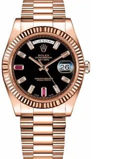 Rolex Day-Date II 218235 41mm Rose gold Black