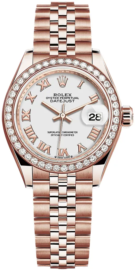 Rolex Lady-Datejust 279135RBR 28mm Rose gold White