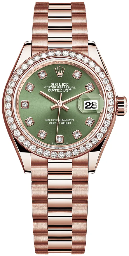 Rolex Lady-Datejust 279135RBR 28mm Rose gold Green