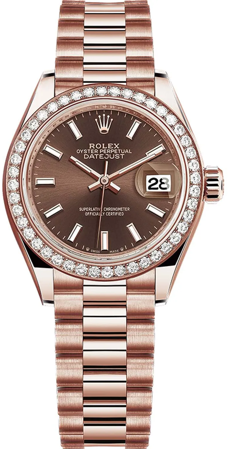 Rolex Lady-Datejust 279135RBR 28mm Rose gold Brown