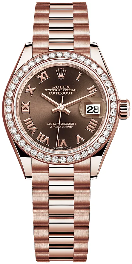 Rolex Lady-Datejust 279135RBR 28mm Rose gold Brown