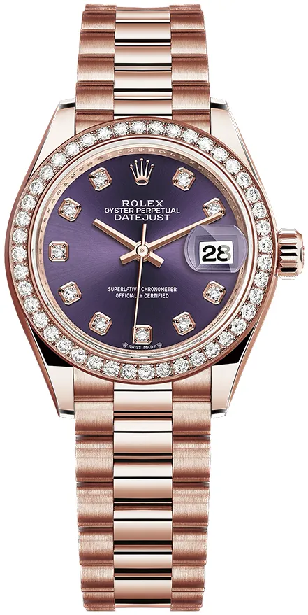 Rolex Lady-Datejust 279135RBR 28mm Rose gold Purple