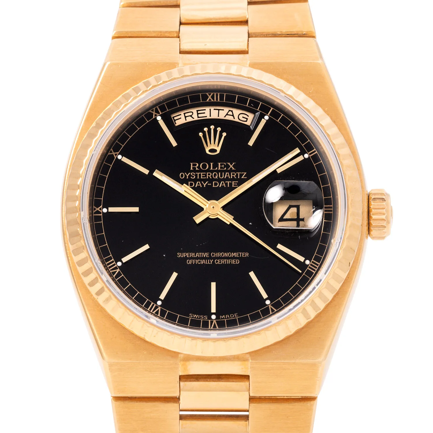 Rolex Day-Date Oysterquartz 19018 36mm Yellow gold Black