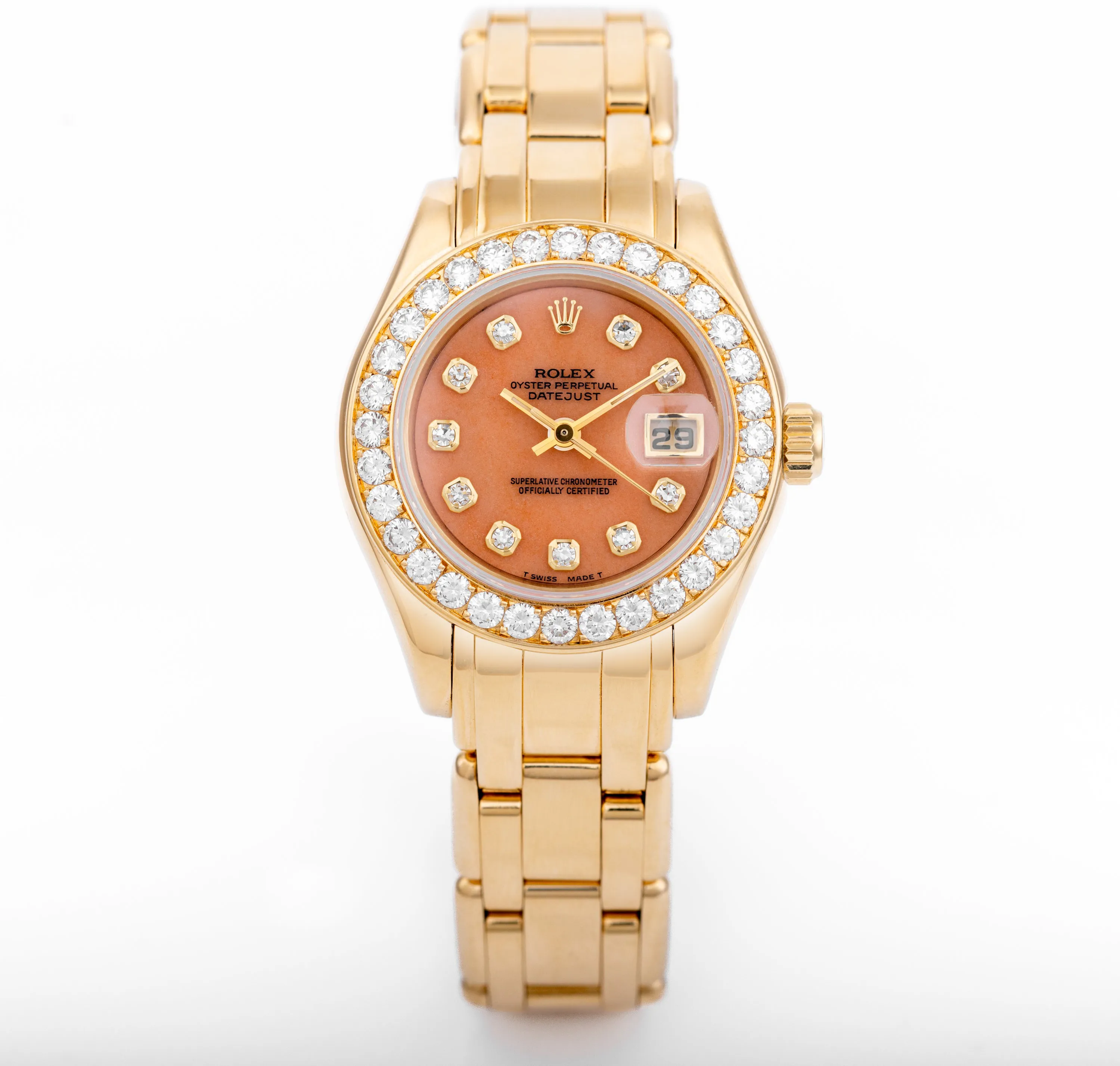 Rolex Pearlmaster 69298 29mm Yellow gold Coral