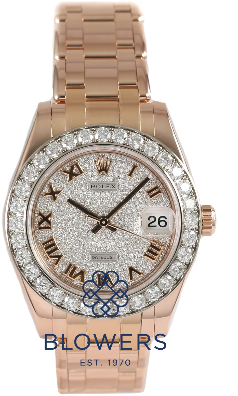 Rolex Pearlmaster 81285 34mm Rose gold Pave