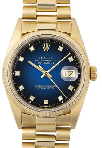 Rolex Datejust 16018G 36mm Yellow gold Blue