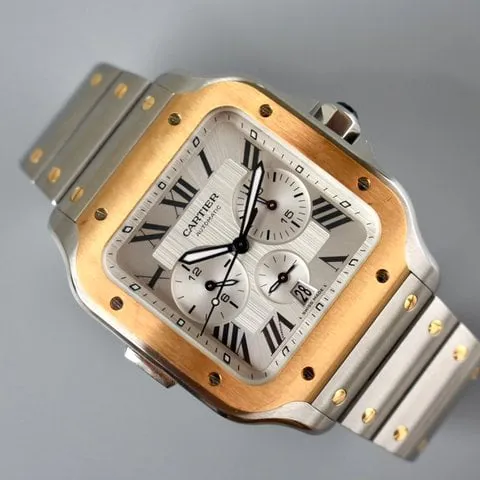 Cartier Santos W2SA0008 43.3mm Yellow gold and Stainless steel Silver