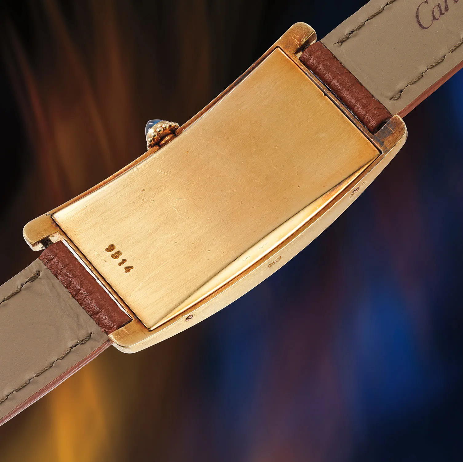 Cartier Tank Cintrée 21.5mm Yellow gold Blue 2