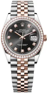 Rolex Datejust 36 126281 Rose gold and Stainless steel Bright Black Set with Diamonds