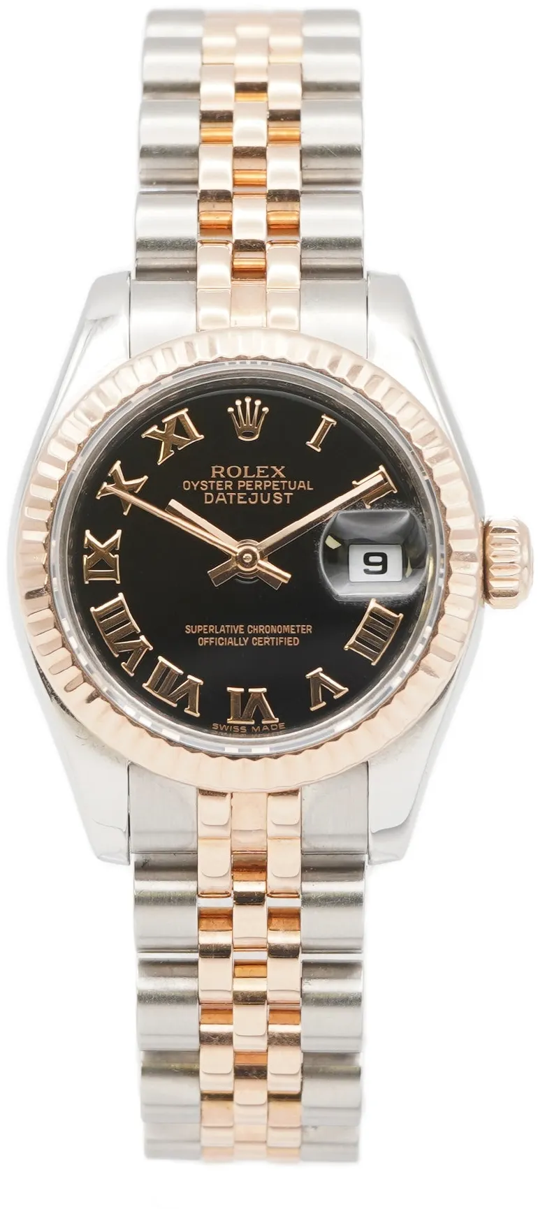 Rolex Lady-Datejust 179171 26mm Rose gold and Stainless steel Black