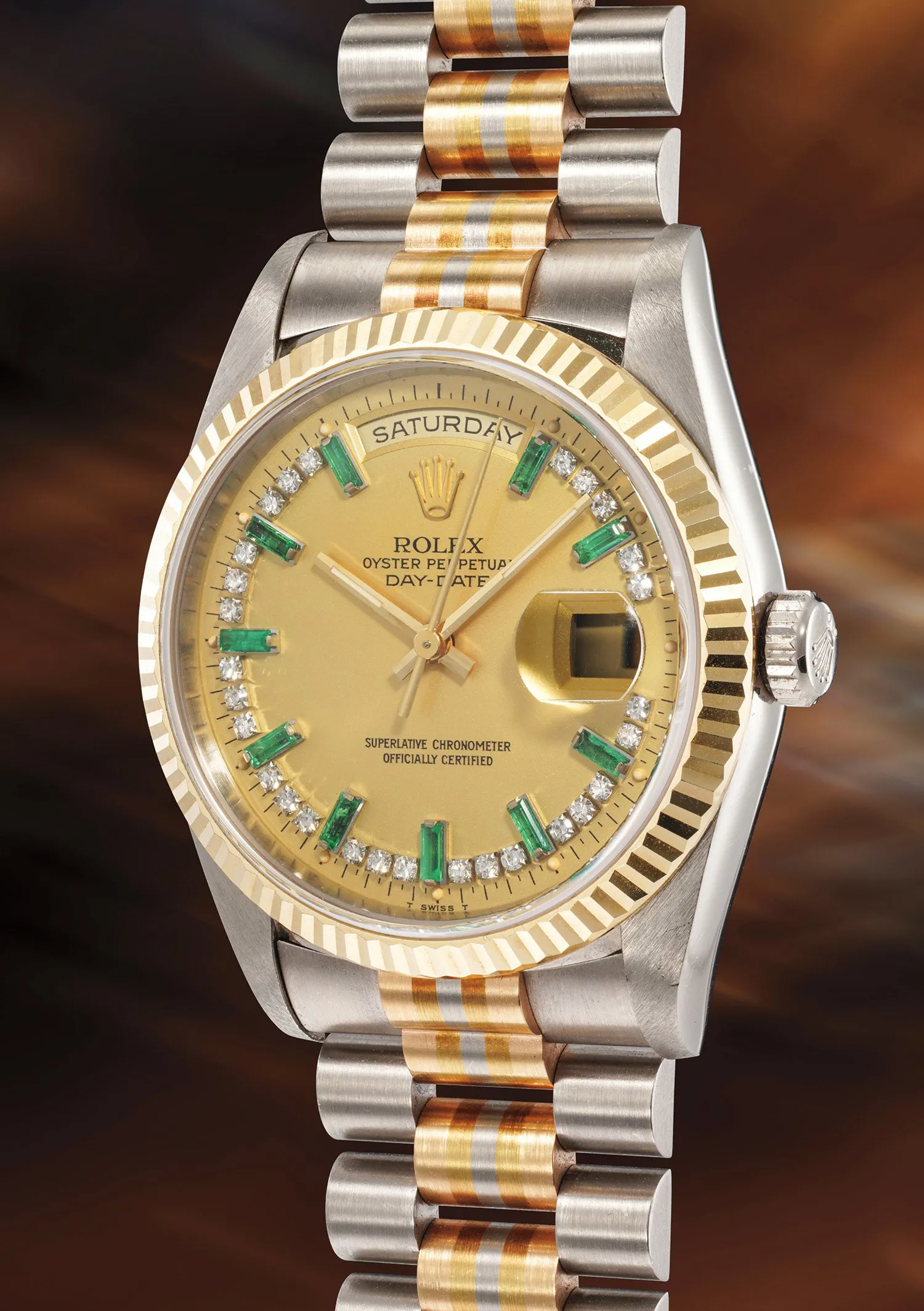 Rolex Oyster Perpetual 31 18239B 36mm Tricolored gold Champagne