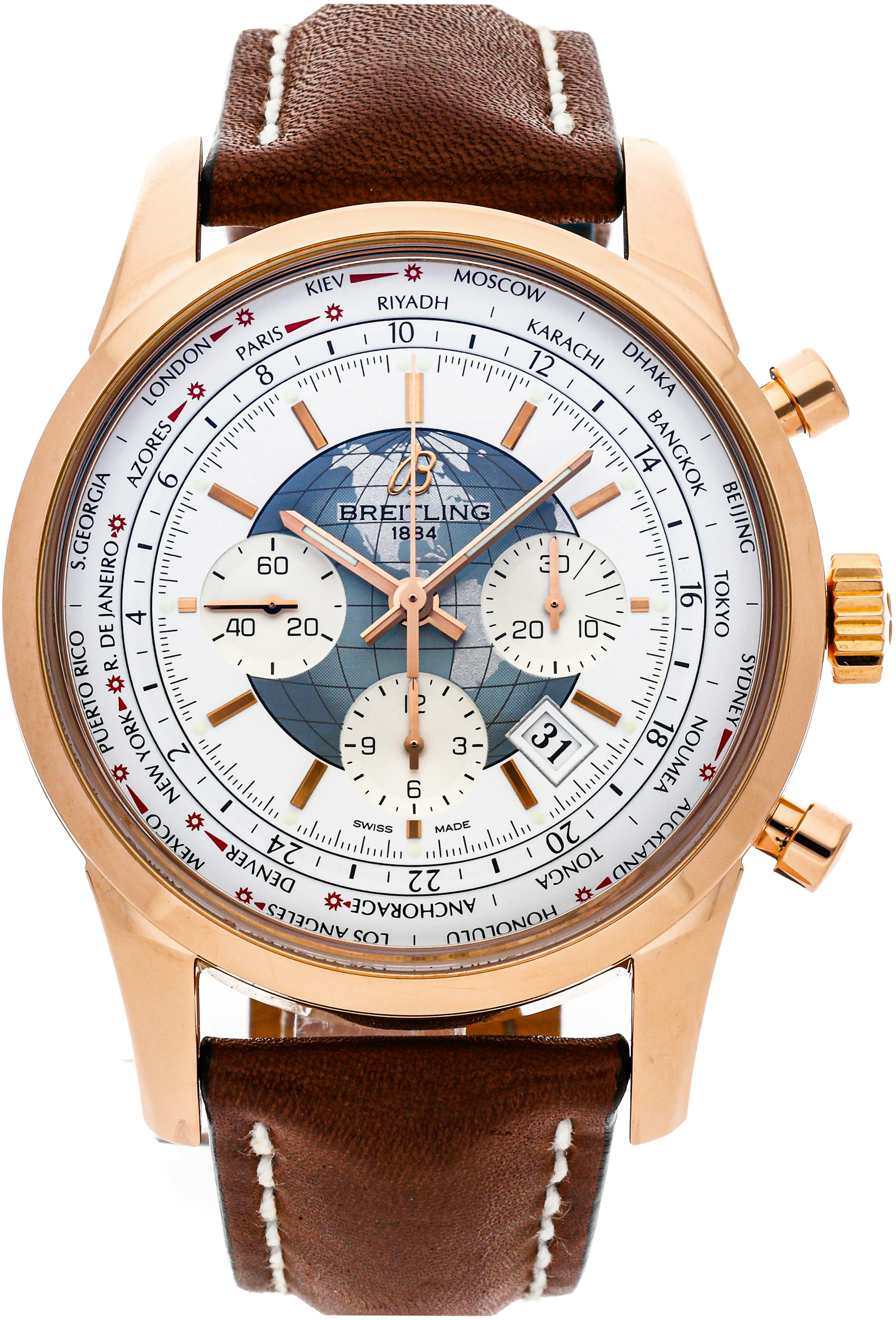 Breitling Transocean RB0510U0/A733 46mm Rose gold White