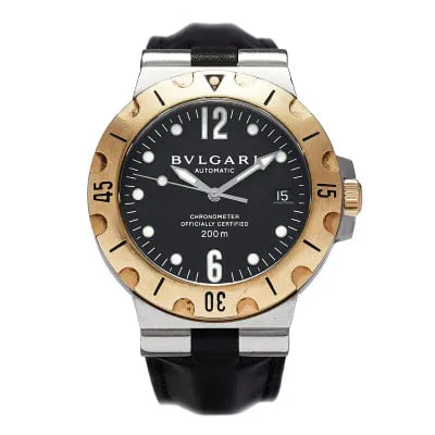 Bulgari Diagono SD38SG 38mm Yellow gold and Stainless steel Black