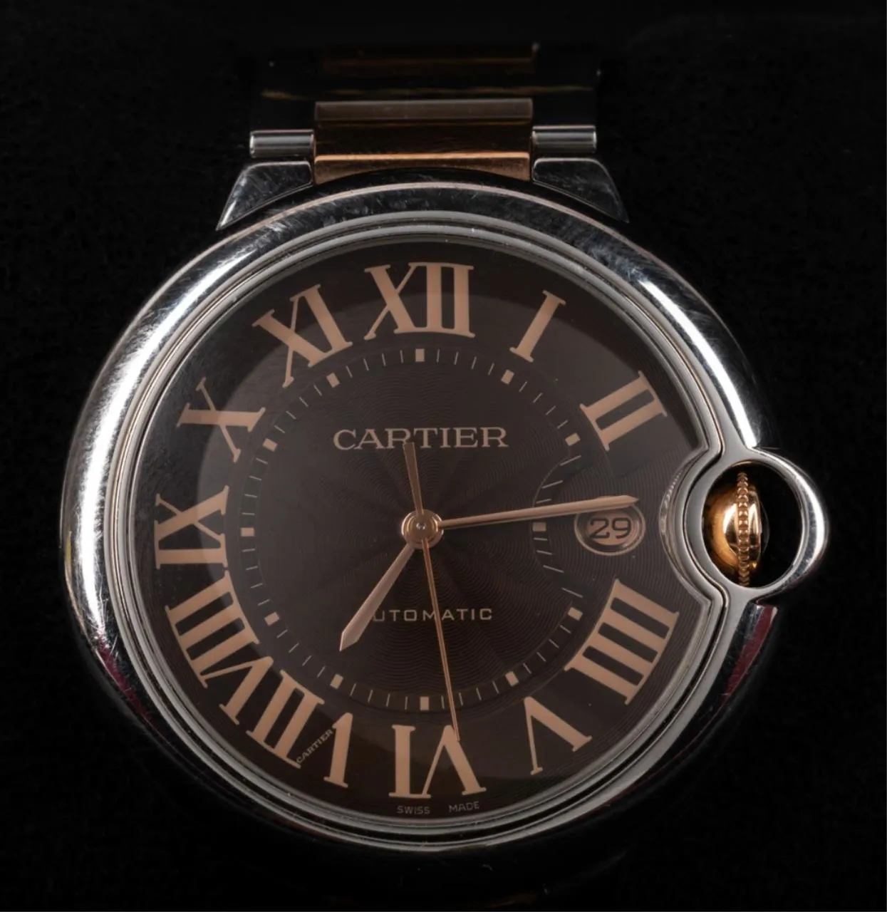 Cartier Ballon Bleu 3001 43mm Rose gold and Stainless steel Brown 3