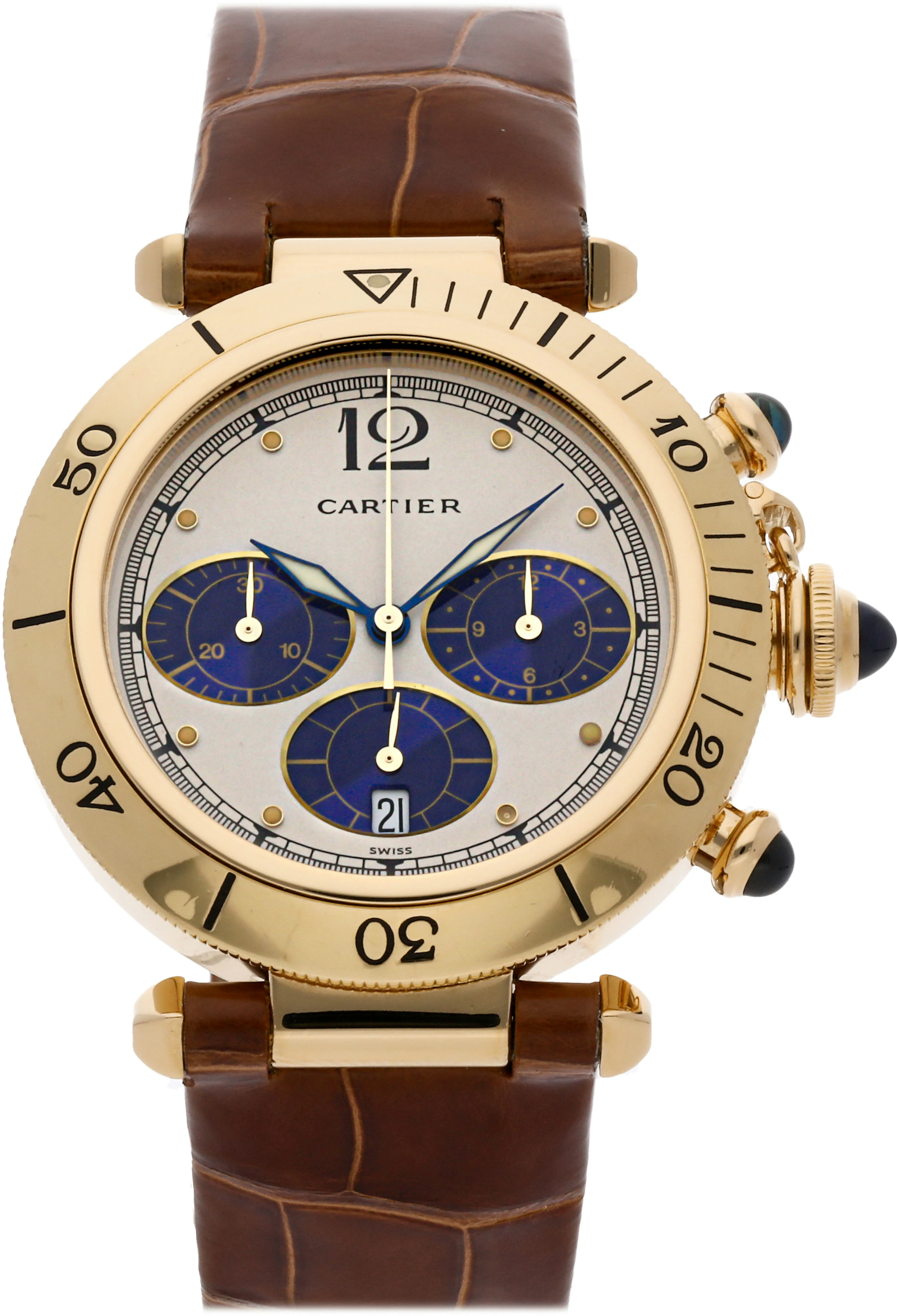 Cartier Pasha W3000951 38mm Yellow gold Silver