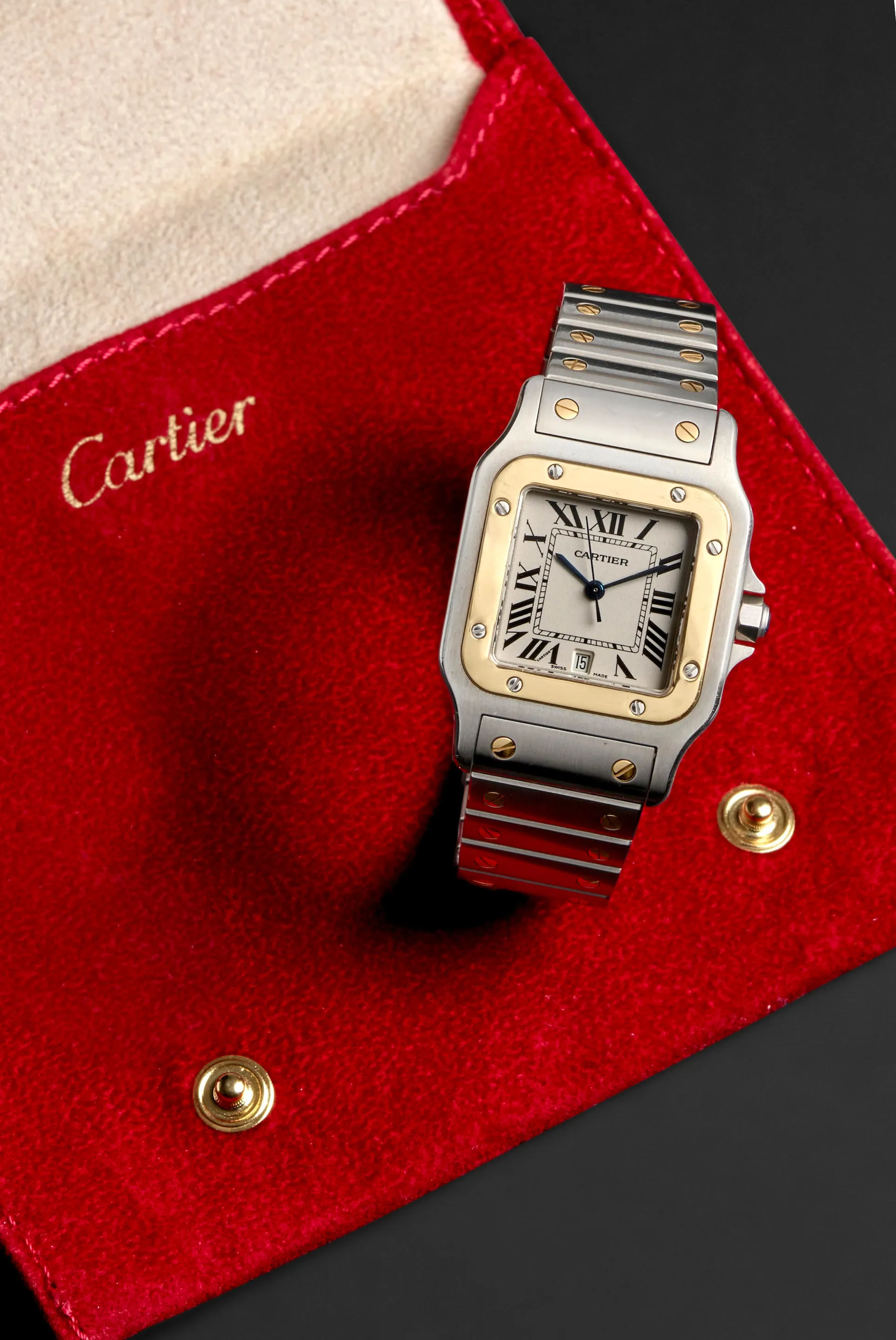 Cartier Santos Galbée 1566 30mm Yellow gold and Stainless steel Silver