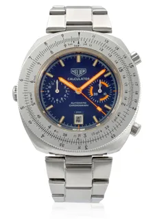 Heuer Calculator 110.633 Stainless steel Blue