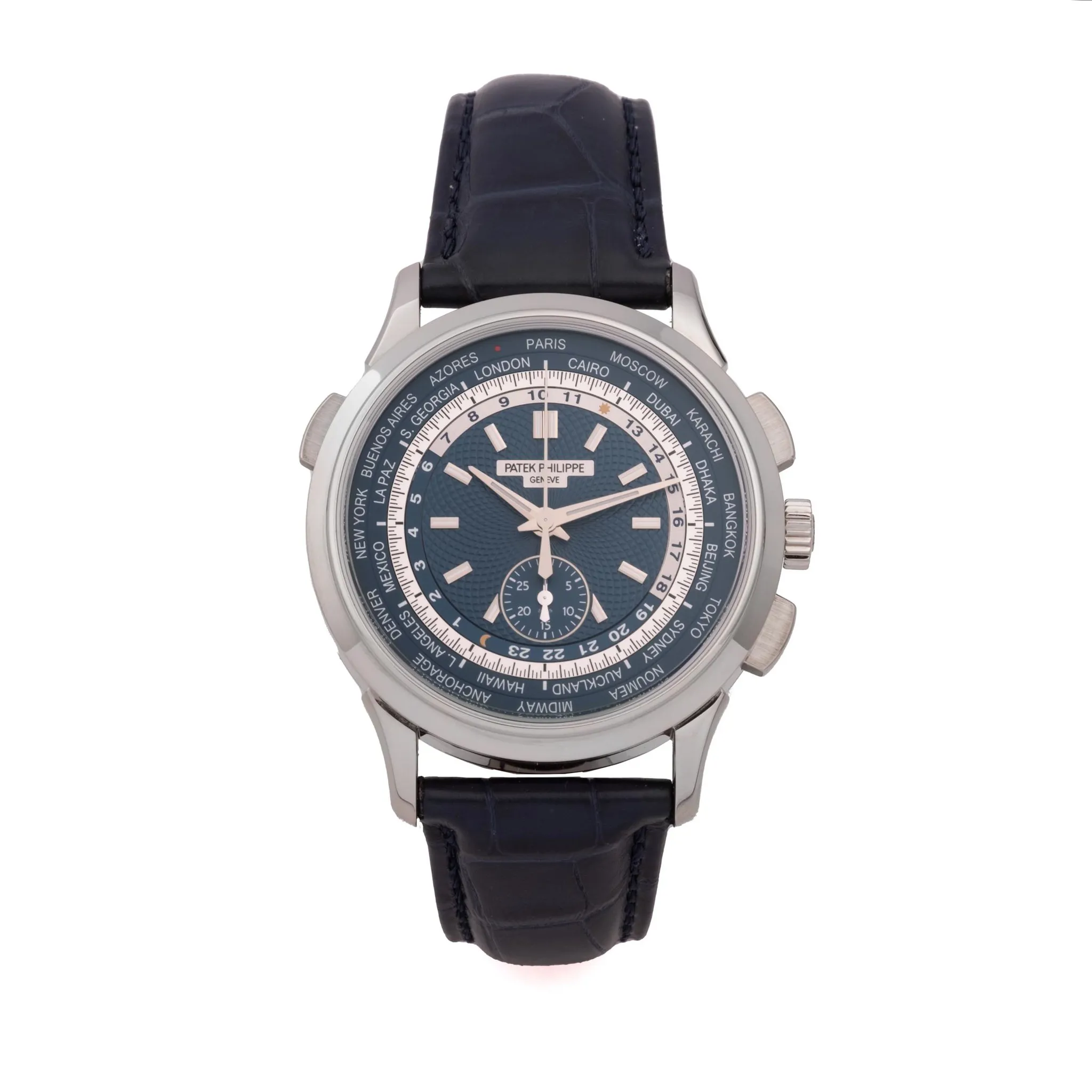 Patek Philippe World Time Chronograph 5930G-010 40mm White gold Blue