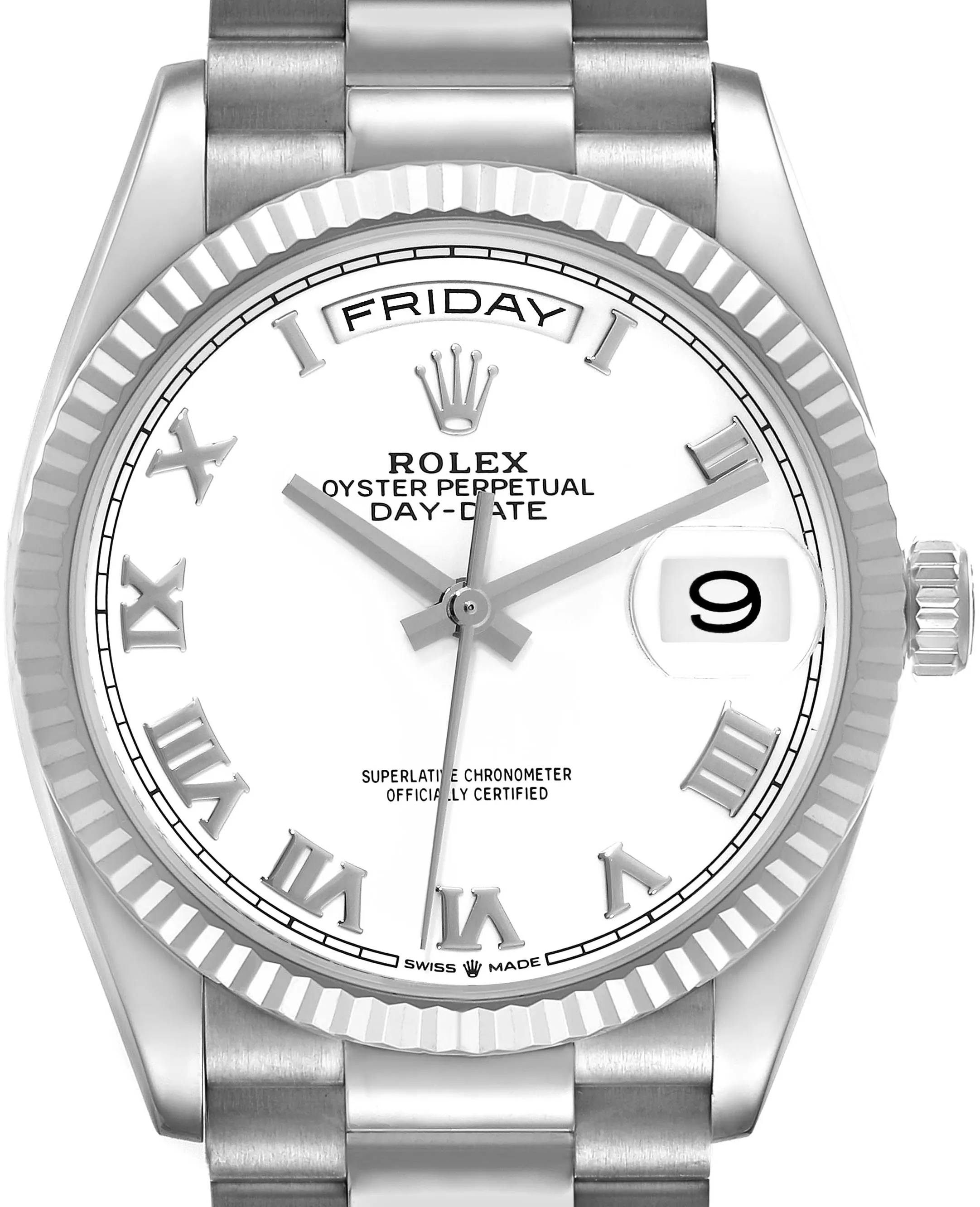 Rolex President 128239 36mm White gold and 18k white gold White